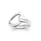 Bague nœud bombé à deux boucles en argent 925 rhodié, vue de face