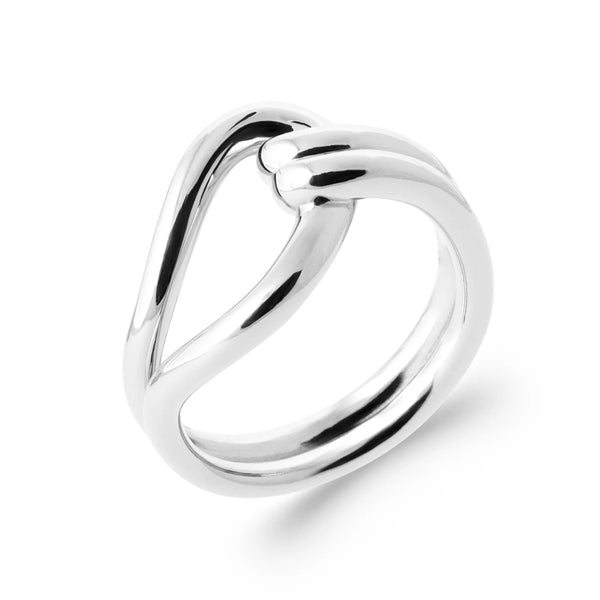 Bague nœud bombé à deux boucles en argent 925 rhodié