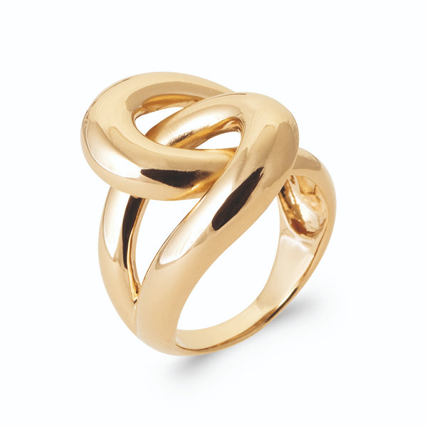 Bague nœud bombé en plaqué or