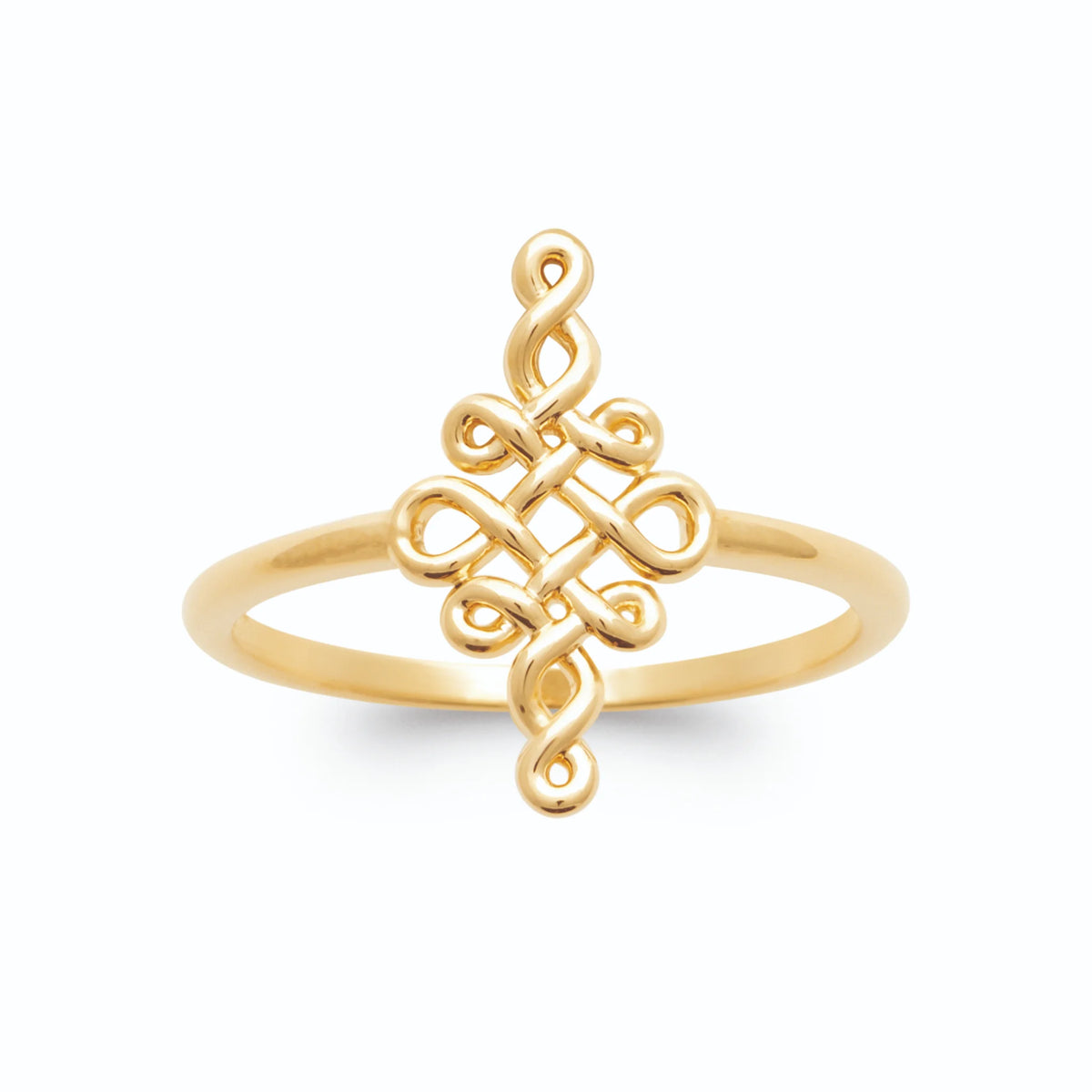 Bague nœud chinois en fil d’or lisse en plaqué or
