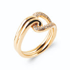 Bague nœud deux brins lisse et pavé de zircons en plaqué or