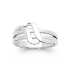 Bague nœud de fils entrelacés en argent 925 rhodié, vue de face