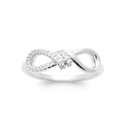 Bague nœud infini mi-pavé en argent 925