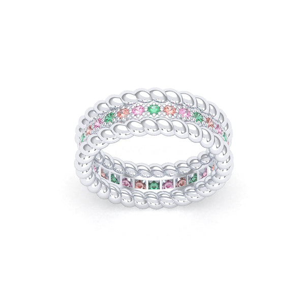 Bague Olympe torsadée en or blanc 18 carats, pierres fines et précieuses, autre vue