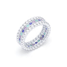 Bague Olympe torsadée en or blanc 18 carats, pierres fines et précieuses Saphirs bleus - Saphirs violets - Tourmalines paraiba