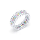 Bague Olympe torsadée en or blanc 18 carats, pierres fines et précieuses Tourmalines paraiba - Saphirs jaunes - Saphirs roses