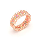 Bague Olympe torsadée en or rose 18 carats, pierres fines et précieuses Tourmalines paraiba - Saphirs jaunes - Saphirs roses