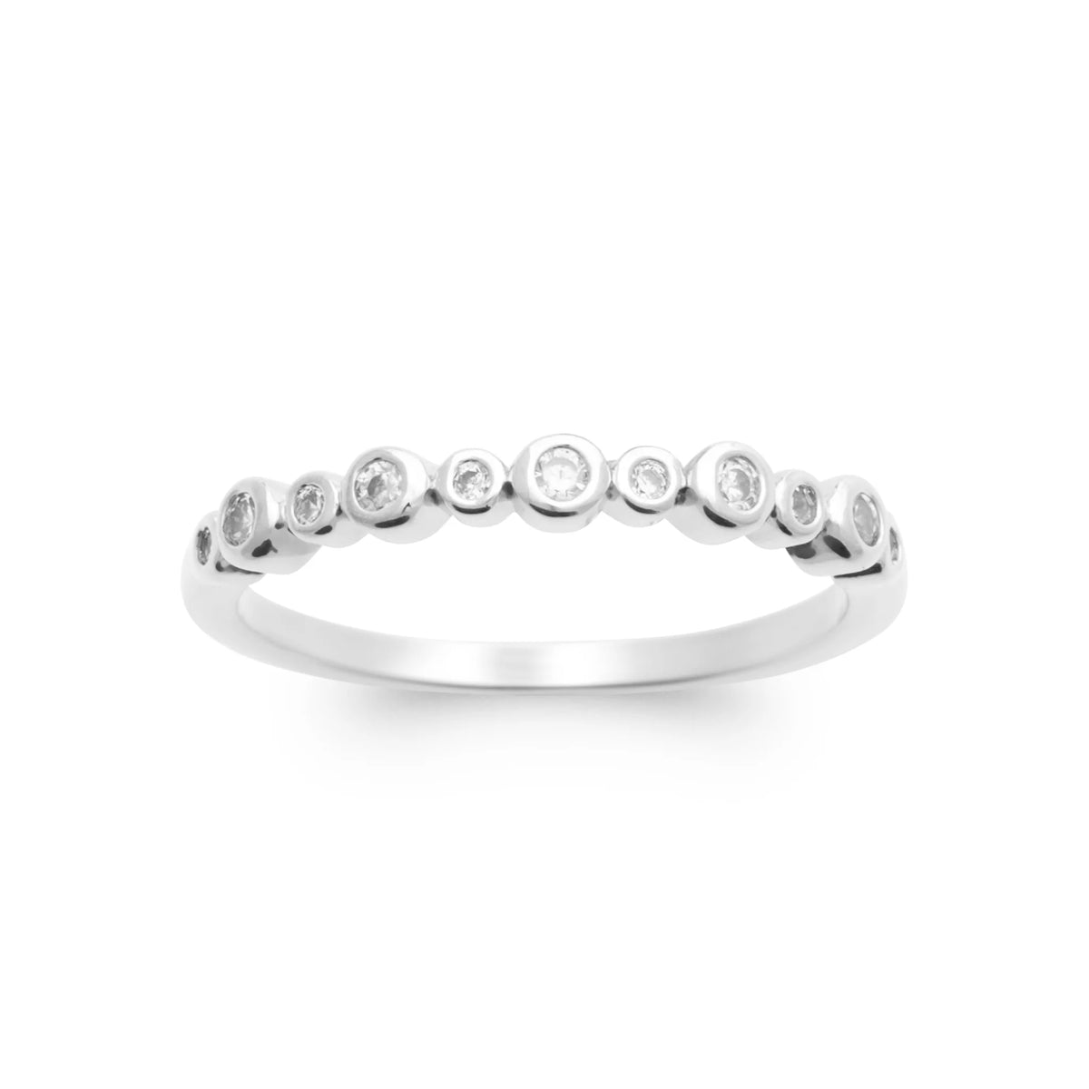 Bague ondulante de zircons sertis clos en argent 925