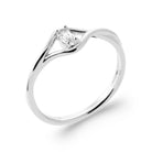 Bague ondulée croisée et zircon solitaire en argent 925