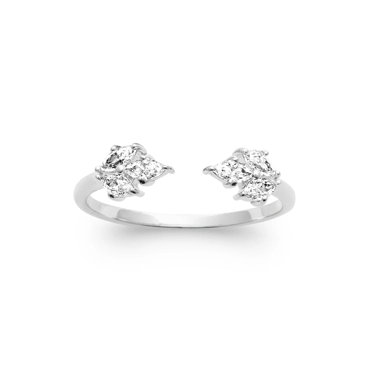 Bague ouverte deux bouquets de navettes en argent 925
