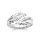 Bague ouverte deux feuilles ciselées en argent 925 rhodié