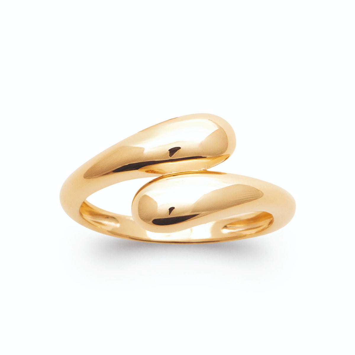 Bague ouverte deux gouttes d’or polies en plaqué or