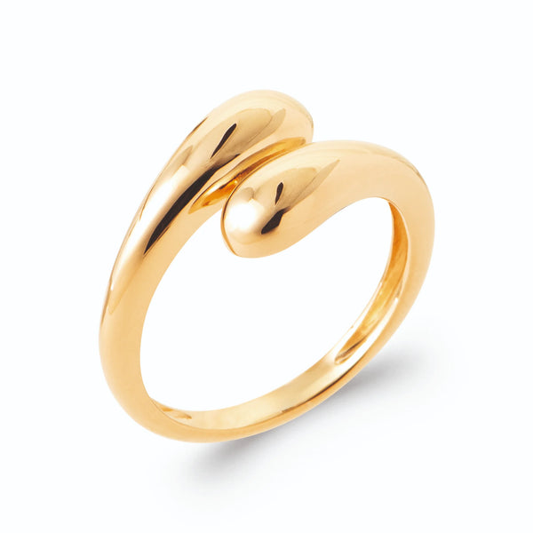 Bague ouverte deux gouttes d’or polies en plaqué or