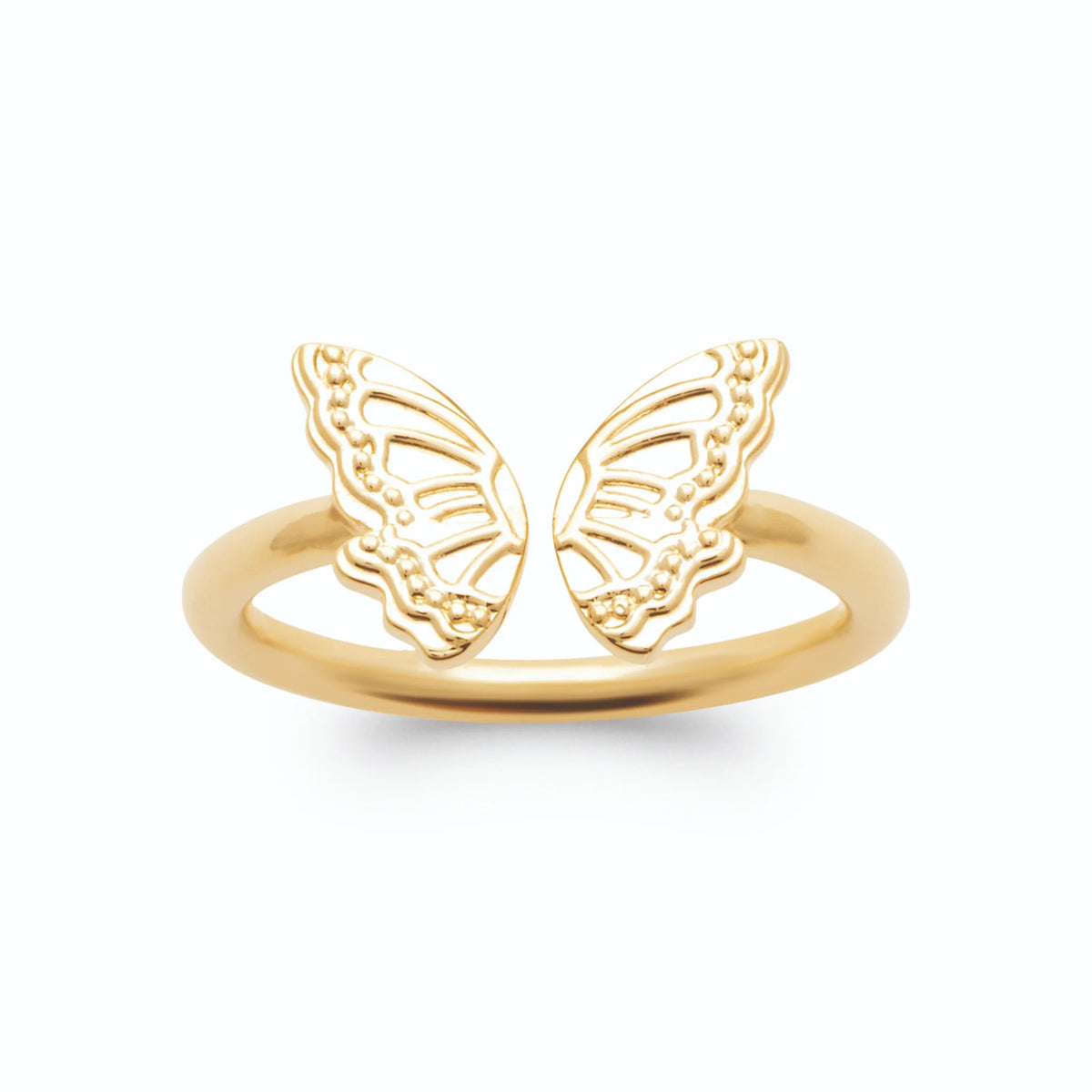 Bague ouverte papillon en filigrane d’or en plaqué or