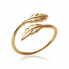 Bague ouverte plume en plaqué or