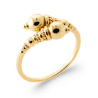 Bague ouverte spirale à grosses billes et perles d’or dégressives en plaqué or