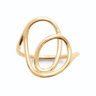 Bague ouverte spirale libre en fil d’or plaqué or, vue de face