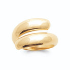 Bague ouverte toi et moi deux gouttes d’or polies en spirale plaqué or, vue de face