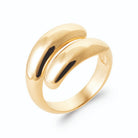 Bague ouverte toi et moi deux gouttes d’or polies en spirale en plaqué or, vue de trois quarts