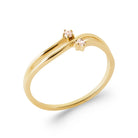 Bague ouverte toi et moi fil d’or et deux petits zircons en plaqué or