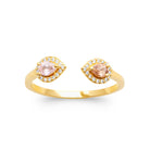 Bague ouverte toi et moi pierres rose et champagne en plaqué or
