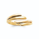 Bague ouverte trois rangs de gouttes polies sans pierre en plaqué or