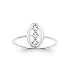 Bague ovale perlée et zircon navette en argent 925