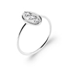Bague ovale perlée et zircon navette en argent 925
