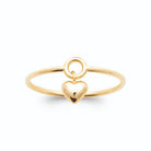 Bague pampille cœur bombé en or poli sur anneau fin en plaqué or