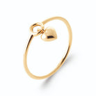 Bague pampille cœur bombé en or poli sur anneau fin en plaqué or