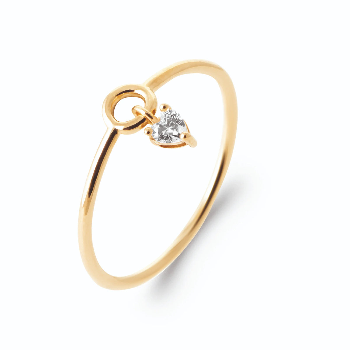 Bague pampille petit zircon goutte serti griffes sur anneau très fin en plaqué or
