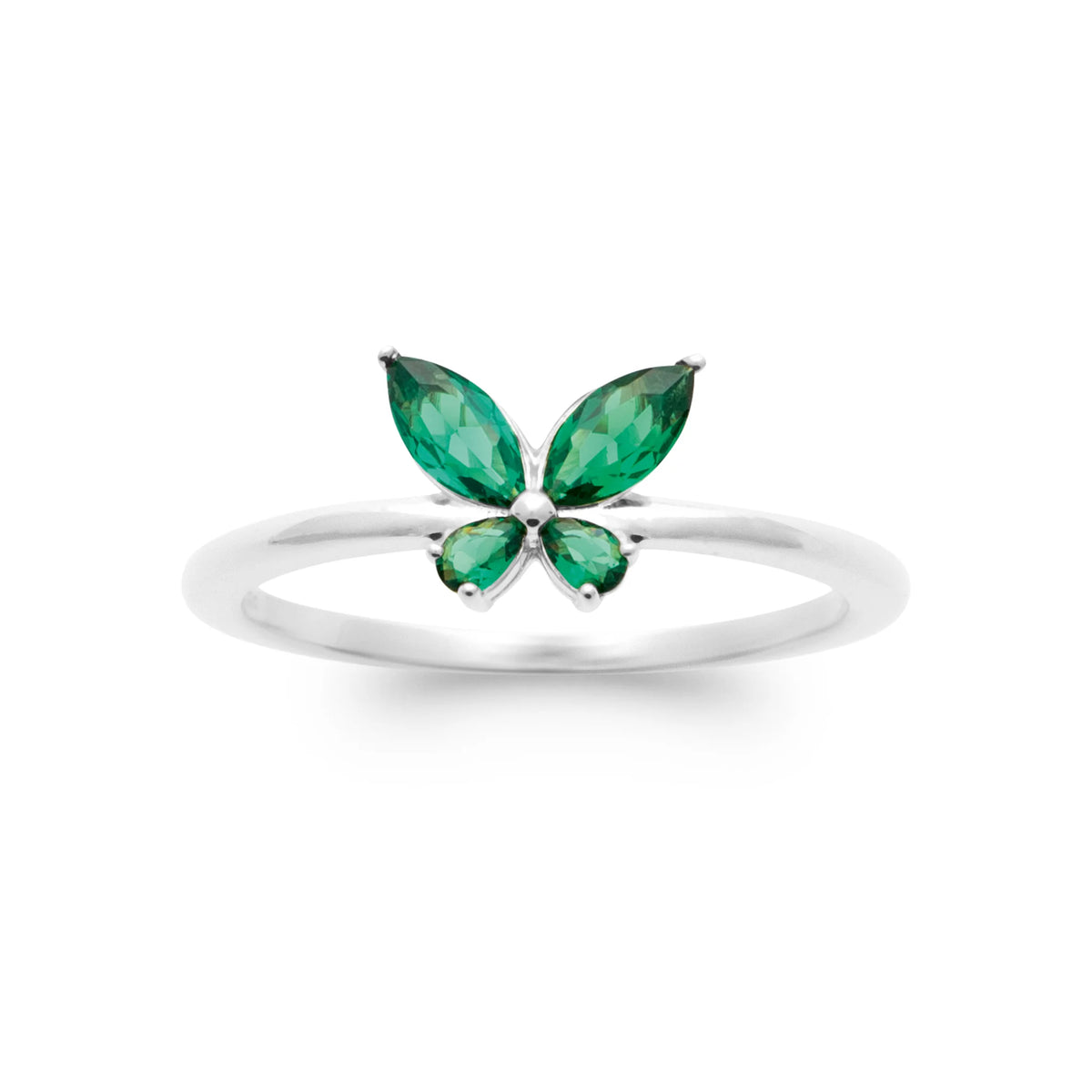 Bague papillon vert en argent 925