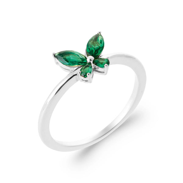 Bague papillon vert en argent 925