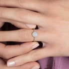 Bague pastille pavée de zircons en argent 925 rhodié