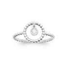 Bague perlée cercle et zircon serti clos en argent 925