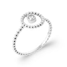Bague perlée cercle et zircon serti clos en argent 925
