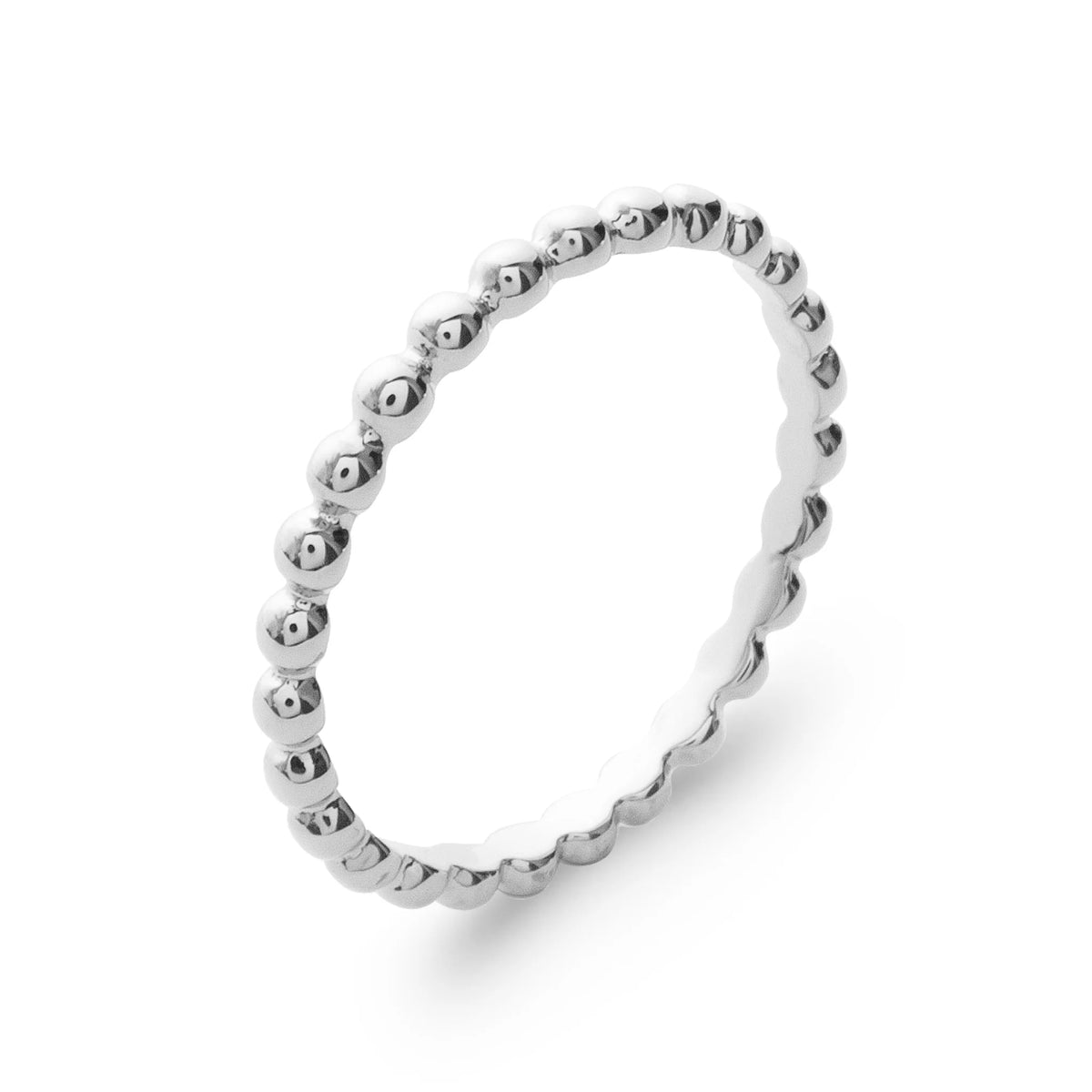 Bague perlée fine en argent 925 rhodié