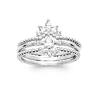 Bague perlée et petit bouquet de zircons en argent 925, vue de face