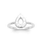Bague petit cœur ajouré pavé de zircons en argent 925, vue de face