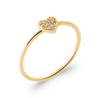 Bague petit cœur pavé de zircons sur anneau fin en plaqué or