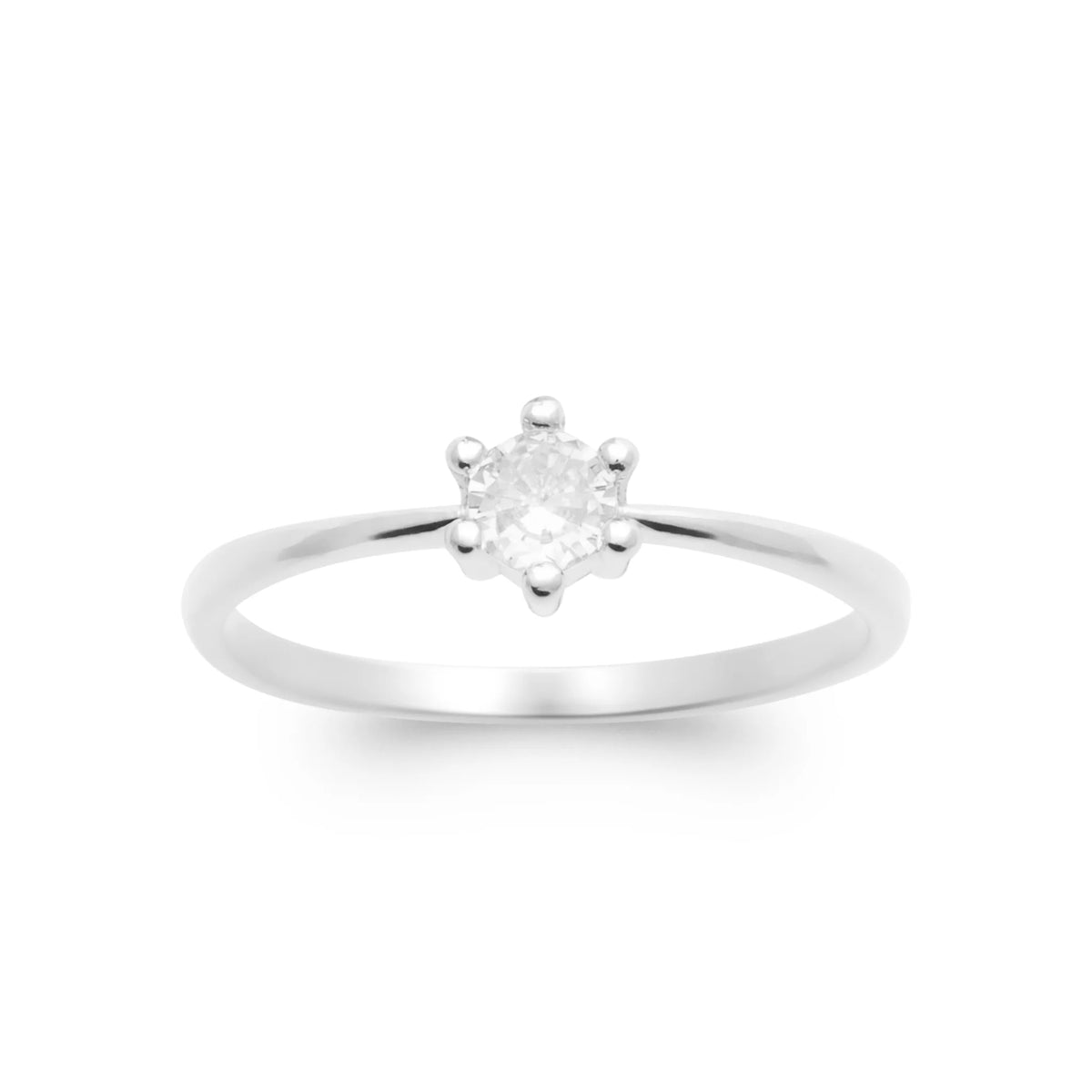 Bague petit solitaire zircon quatre griffes en argent 925
