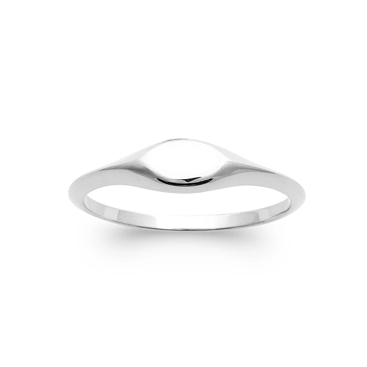 Bague petite chevalière ovale lisse en argent 925 rhodié
