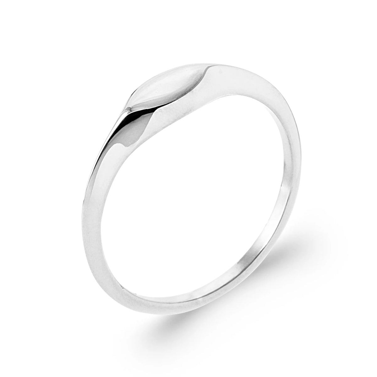 Bague petite chevalière ovale lisse en argent 925 rhodié