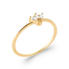 Bague petite couronne de zircons navettes et ronds en plaqué or