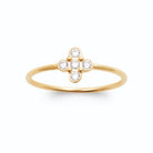 Bague petite croix de cinq zircons en serti clos en plaqué or