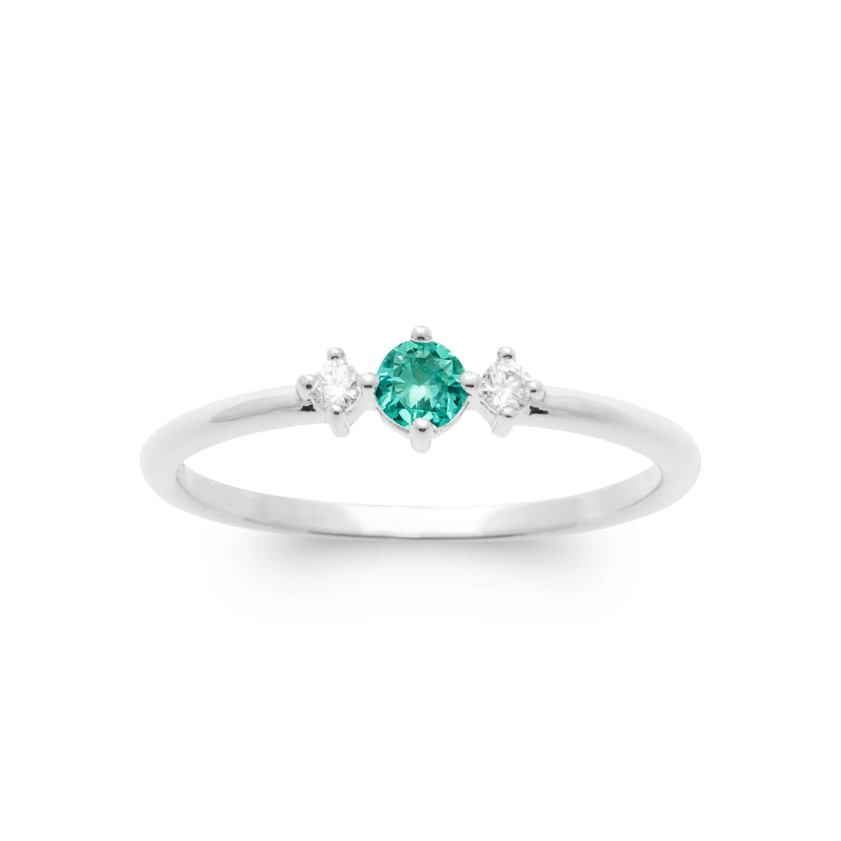 Bague pierre verte et zircons en argent 925
