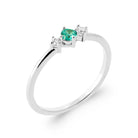 Bague pierre verte et zircons en argent 925