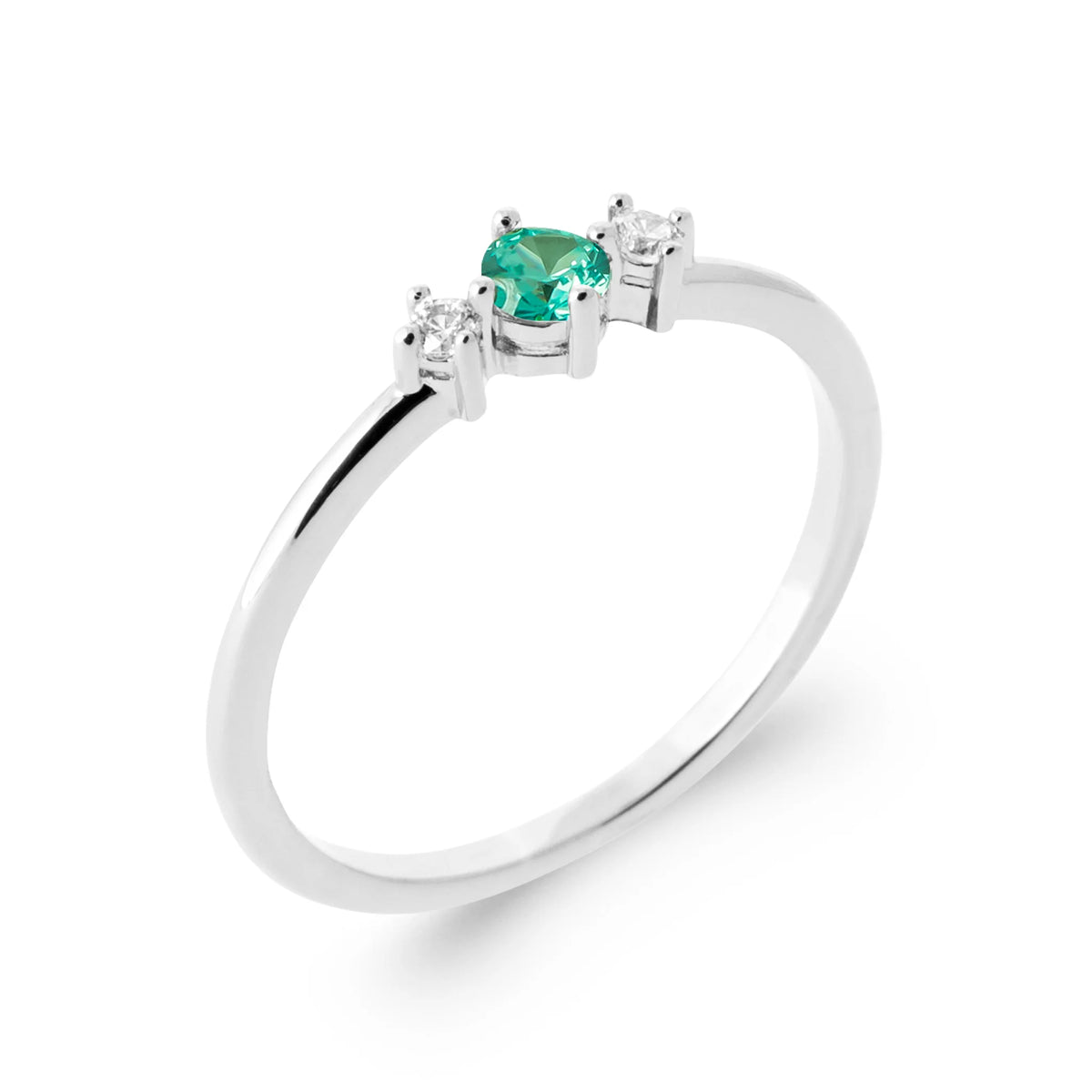 Bague pierre verte et zircons en argent 925