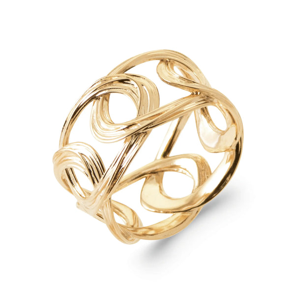 Bague Plaqué Or – Design Entrelacé – Large et Lumineuse 56