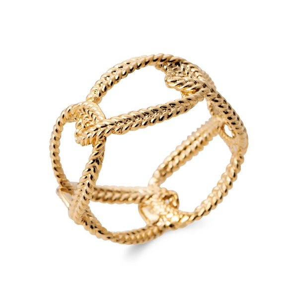 Bague Corde Entrelacée – Plaqué Or 18 Carats – Finition Torsadée 56
